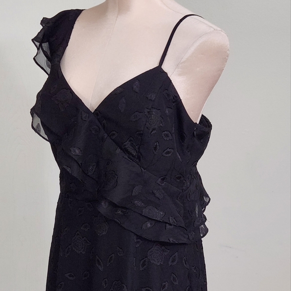 Lulus Forever Be Black Floral Jacquard Ruffled Maxi Dress - Picture 5 of 9